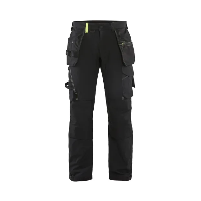 HANTVERKSBYXA 1522 1645 4-VÄGS STRETCH SVART/VARSELGUL C48